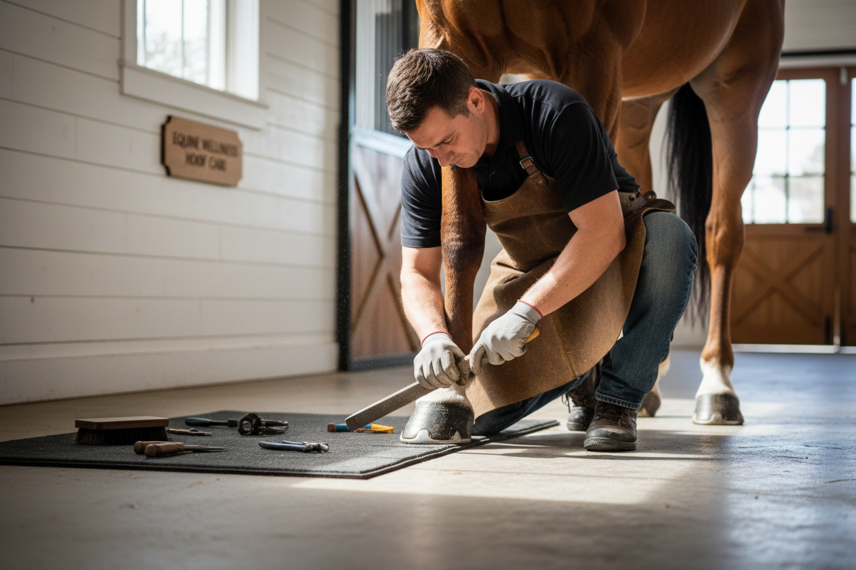 Horse hoof care products including dressings treatments and supplements